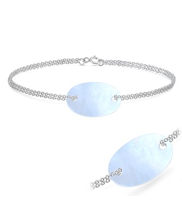 Oval Shell Silver Bracelet BRS-437